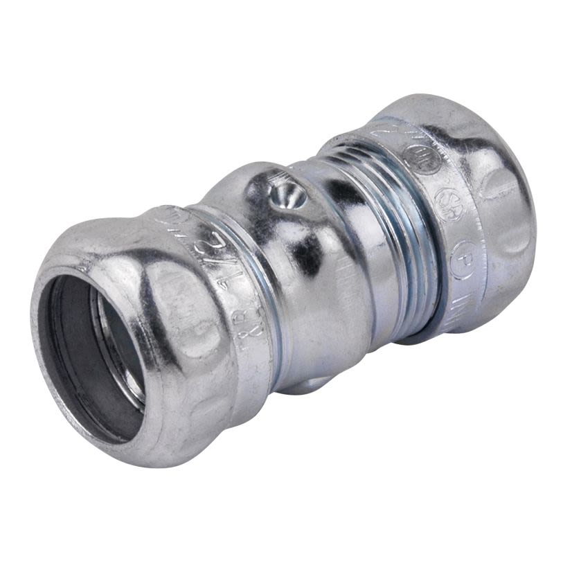 Steel City TK111A Compression Coupling, 1/2 in, For Use With EMT Conduit, Steel, Zinc Plated